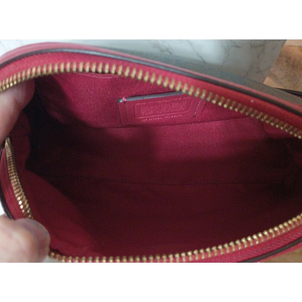 COACH Dome Signature Coated Canvas & Red Leather Crossbody Bag - EUC - Picture 6 of 7